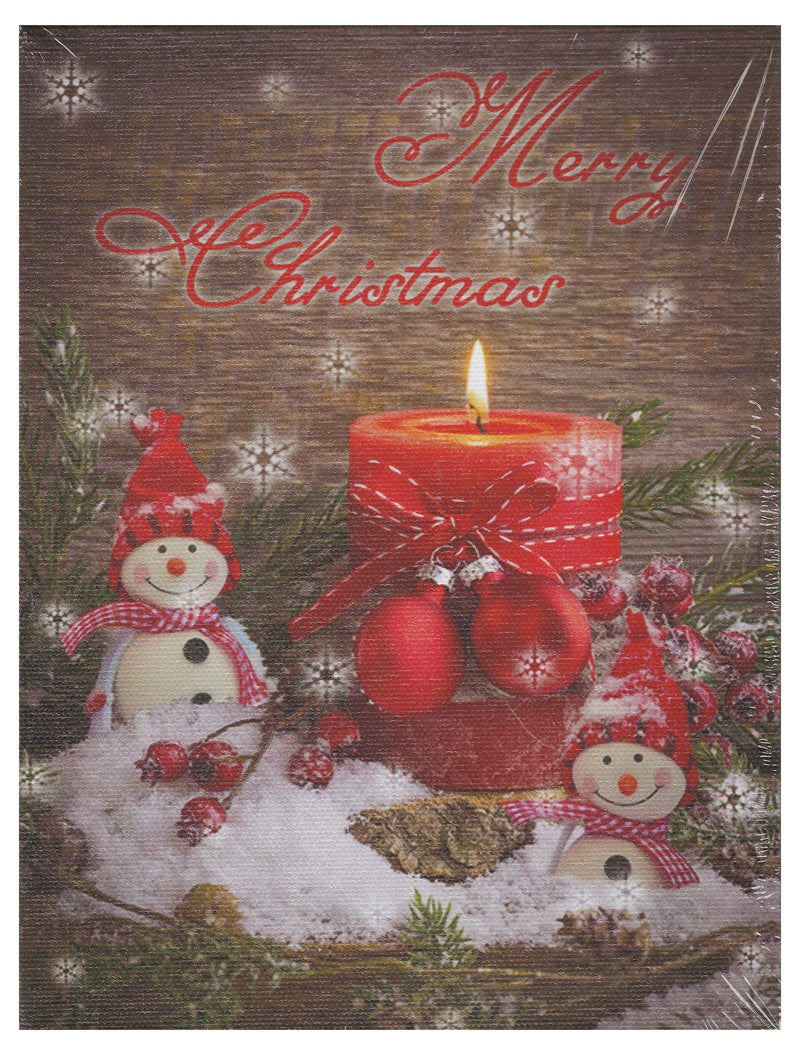 Lighted Canvas Print - Candle and Snowmen