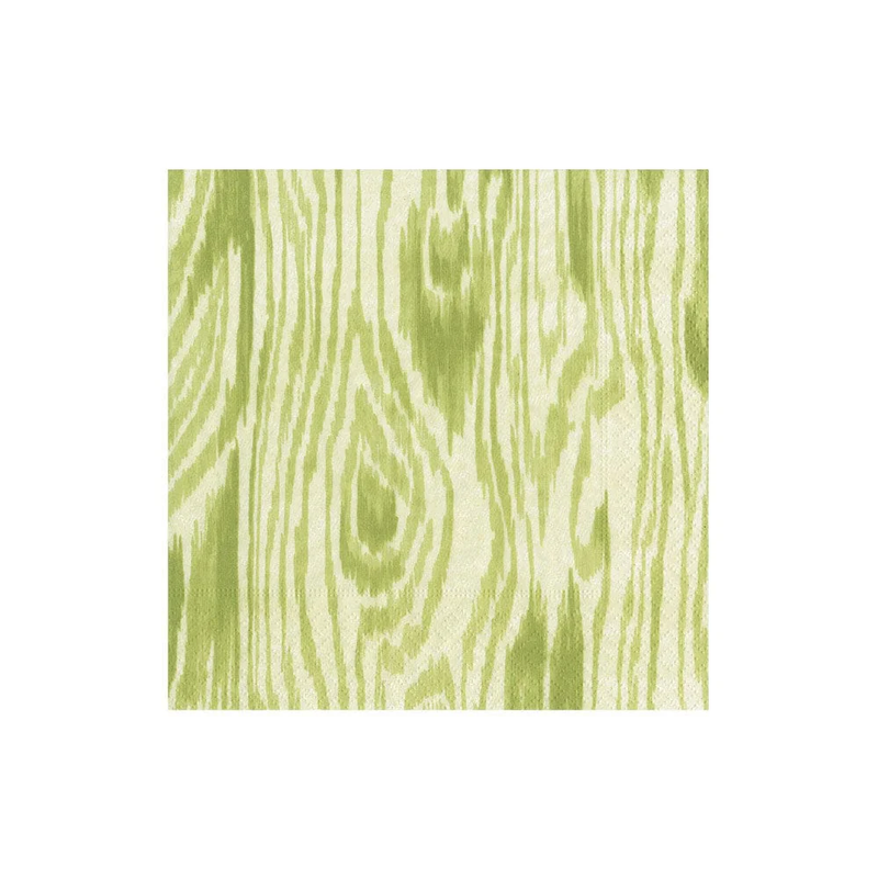 Woodgrain Moss Green Cocktail Napkins - 20 Per Package