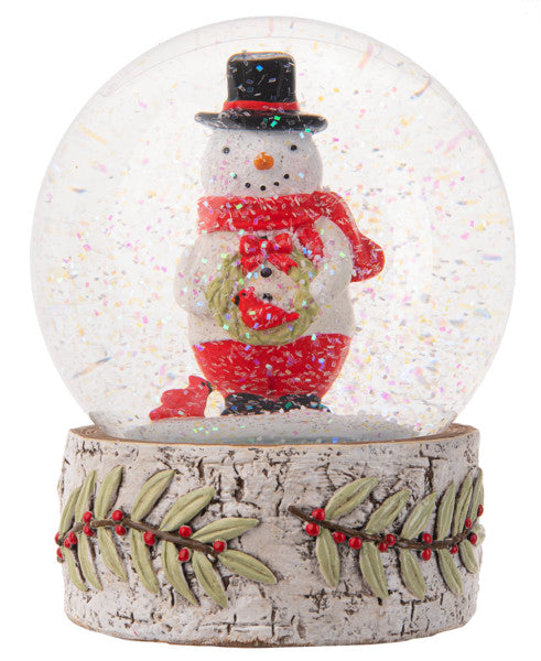 Snowman Snowglobe on a Resin Holly Base