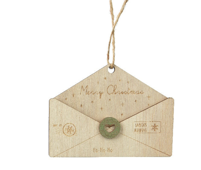 Wooden Letter to Santa Ornament - Natural