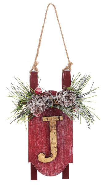 Monogram Sled Ornament -