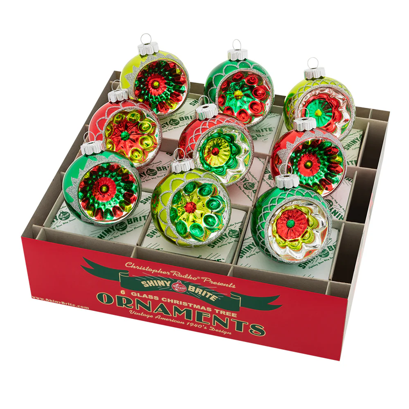 Holiday Splendor 2.5 inch Reflector Ball Ornaments - 9 Pack