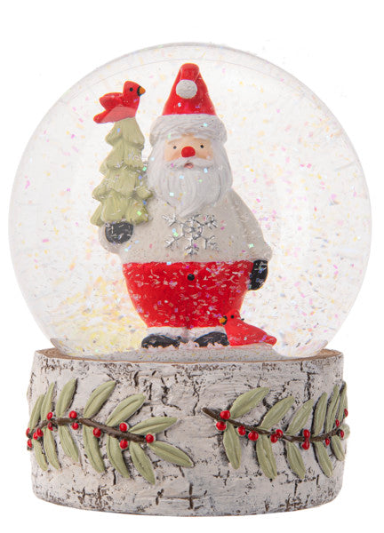 Santa Snowglobe on a Resin Holly Base