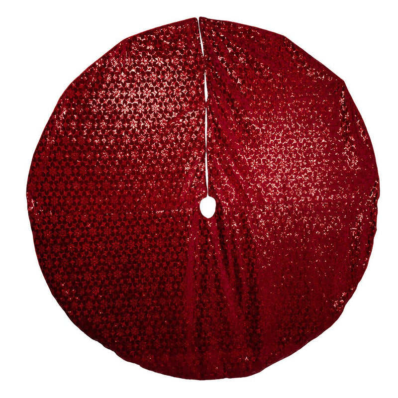 72" Burgundy Sequin With Metallic Cord Tree Skirt