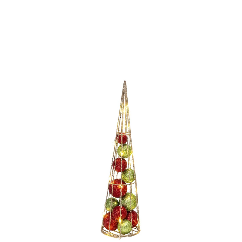 Lighted Ornament Filled Cone Tree -