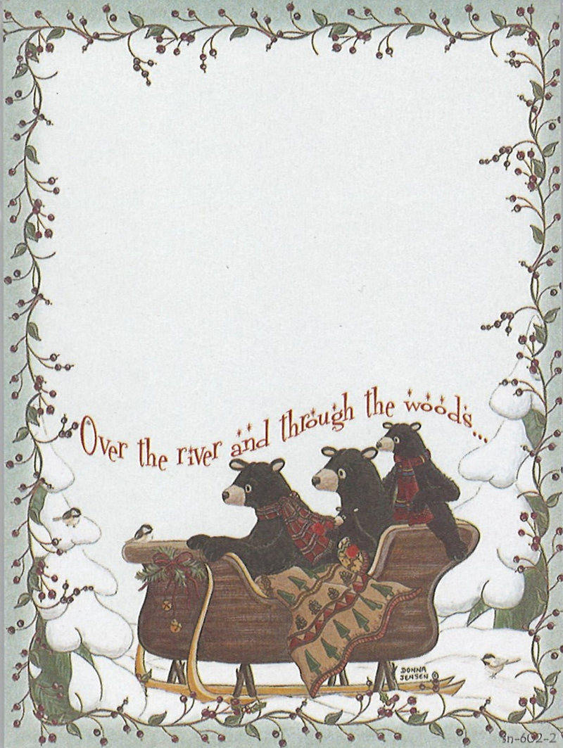 Sticky Note Pad - Bears in a Sleigh