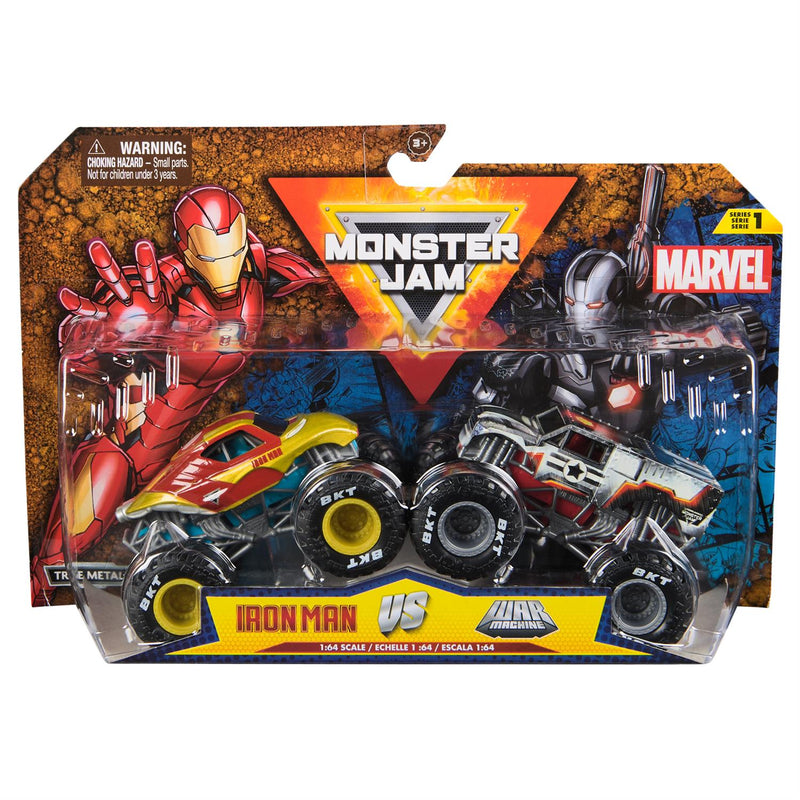 Monster Jam  Marvel- 1:64 scale die-cast 2-Pack - Iron Man vs War Machine