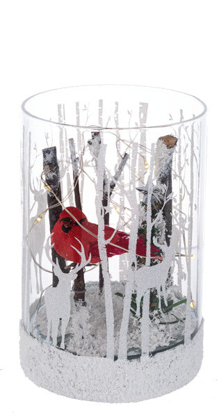 Christmas Cardinal- Light Up Glass Accent Lamp