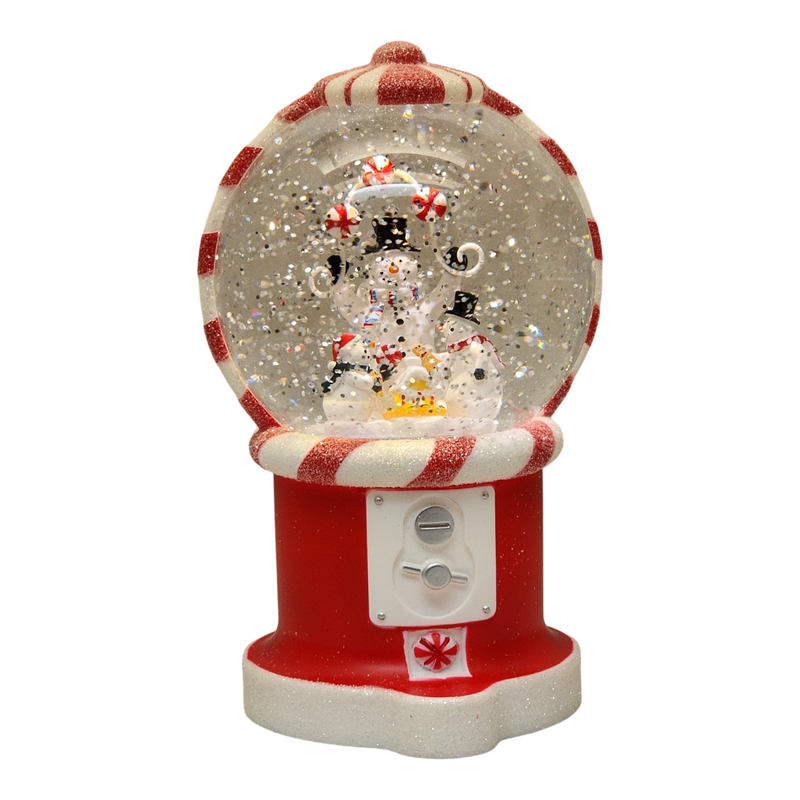 Lighted Spinning Water Globe Gumball Machine - Snowman