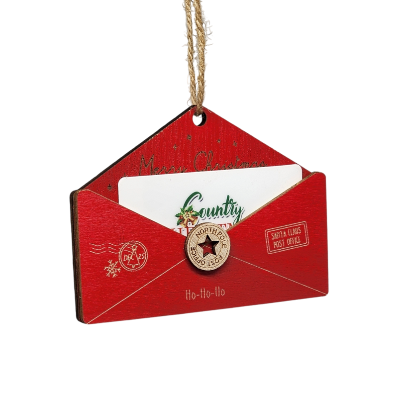 Wooden Letter to Santa Ornament -  Red