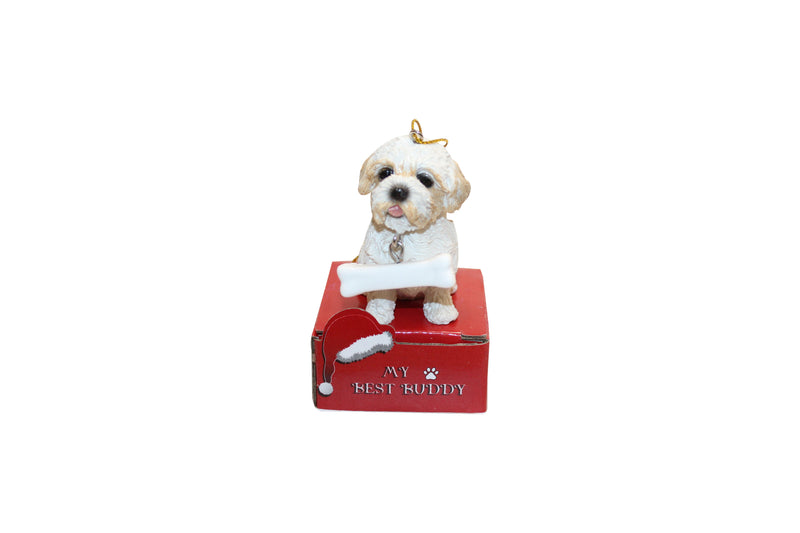 Shih Tzu - tan with Bone Ornament