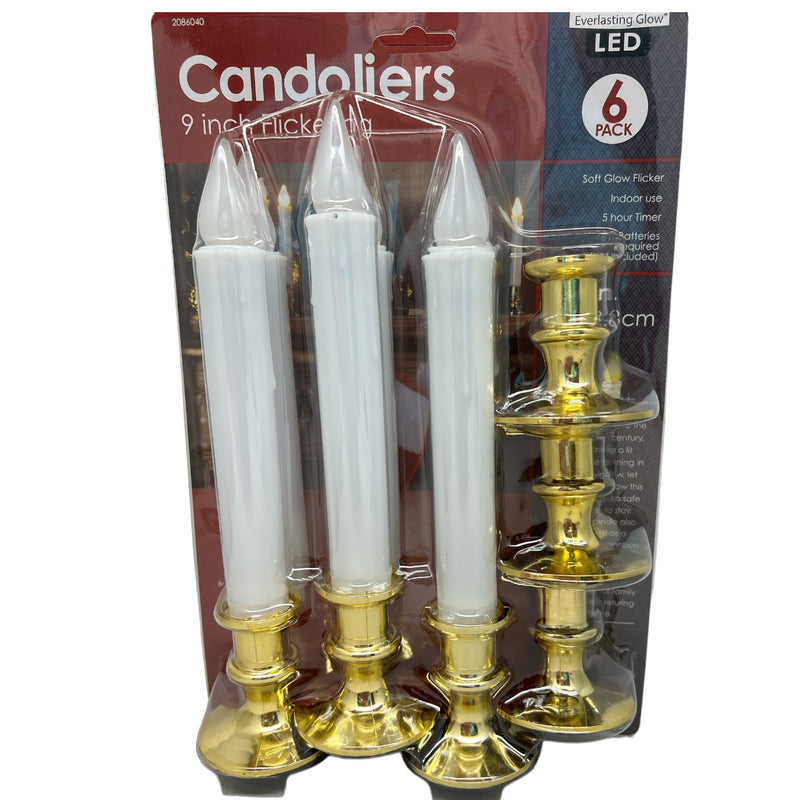 6-Pk B/O Candolier with Gold Colored Base and Timer Function