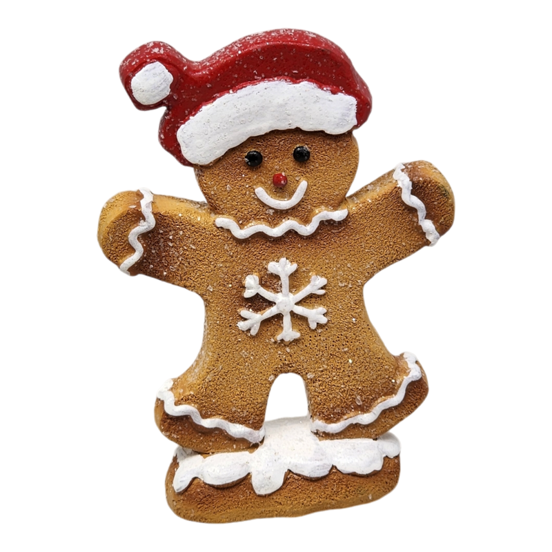 Gingerbread Cookie Figurine - Santa Hat Boy