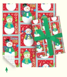 Holiday Children's Roll Wrap - 30" x 168" - Snowman on Red