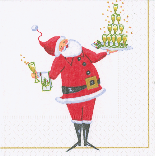 Santa Serving Cocktails -  Cocktail Napkin