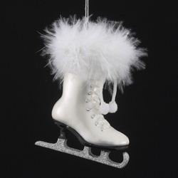 Noble Gems White Ice Skate Ornament - 4.25" - The Country Christmas Loft