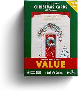 Inspirational Christmas Cards with Scripture- 48 Card Set