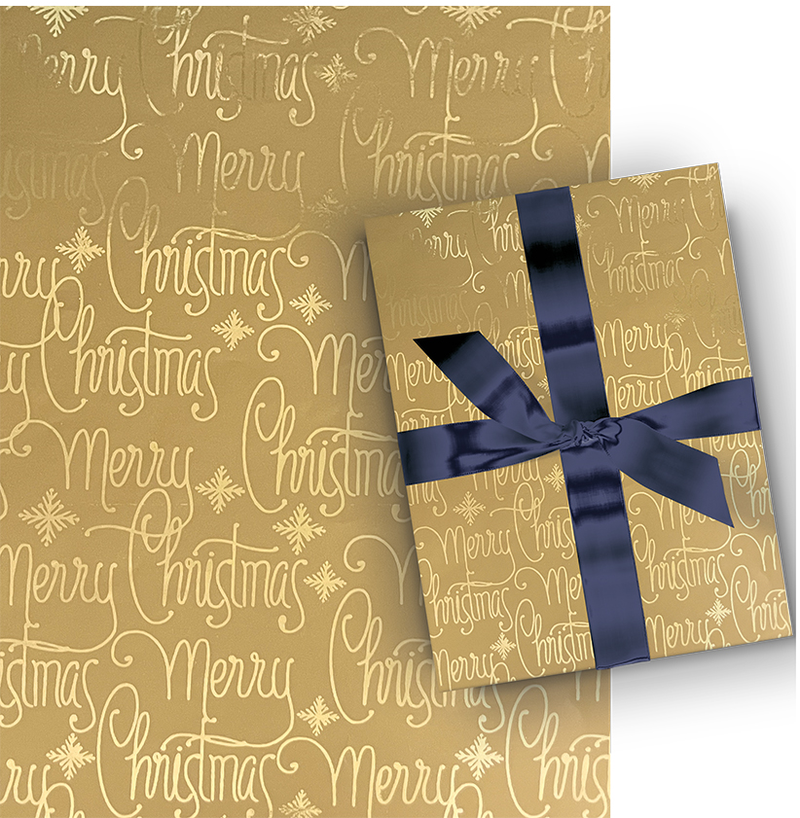 Premium Foil Roll Wrap - 30" x 96" - Golden Holiday