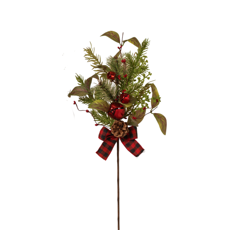 Pine & Berry Pick with Plaid Bow -