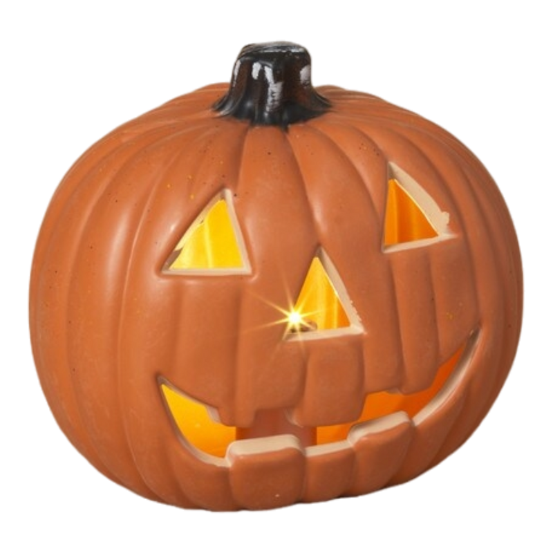 Lighted Halloween Pumpkin - 8 Inch