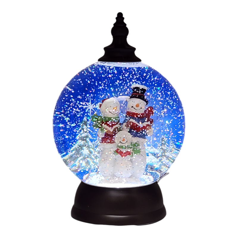 Lighted Spinning Water Globe - Caroling Snowman Family