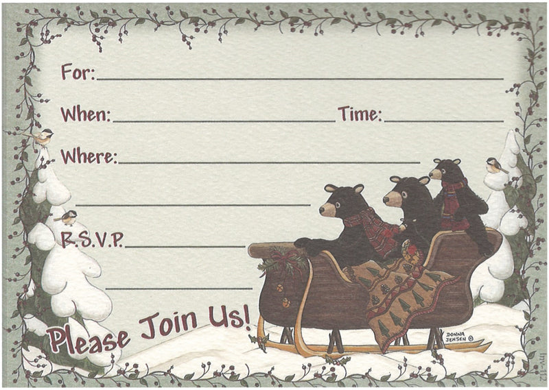 Invitations - Bears in a Sleigh