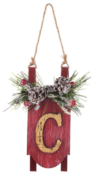 Monogram Sled Ornament -