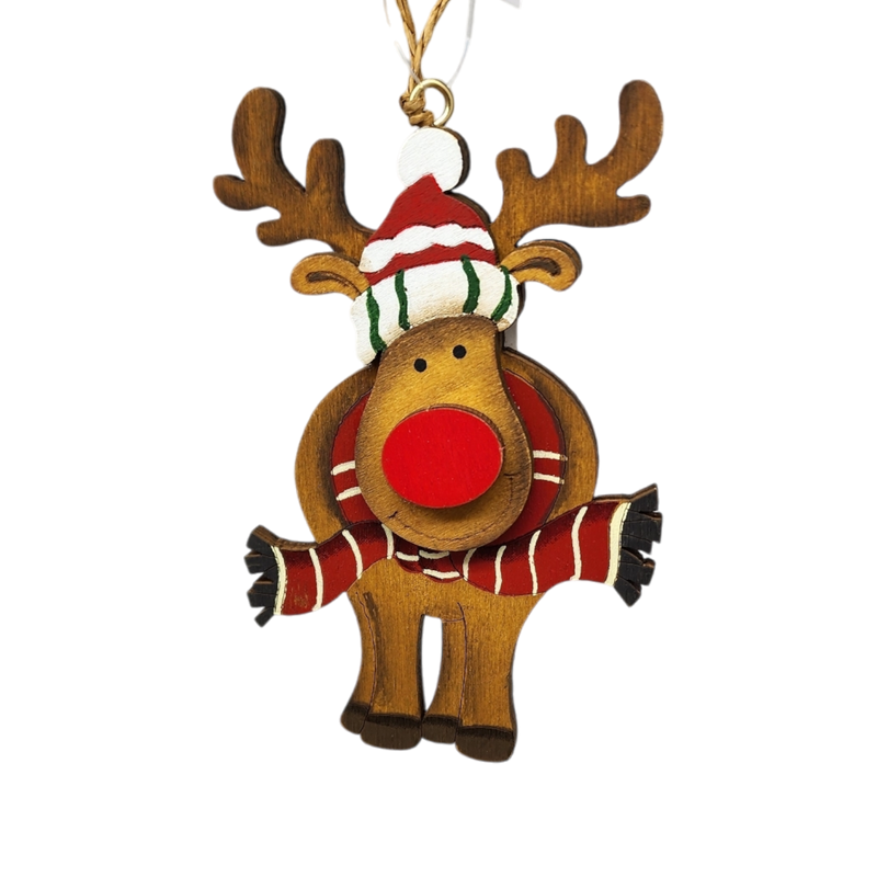 Rustic Wooden Ornament - Reindeer