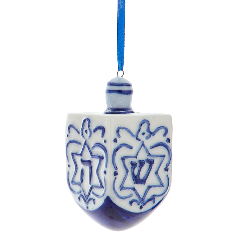 Porcelain Hanukkah Ornament - Dreidel