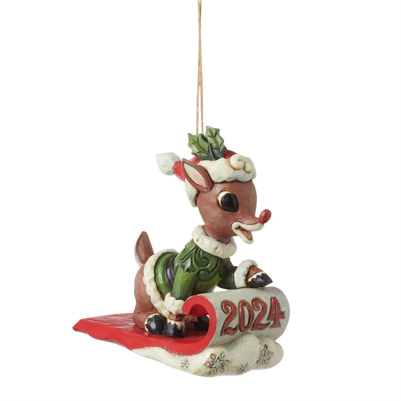 Rudolph in Sled Ornament - Dated 2024