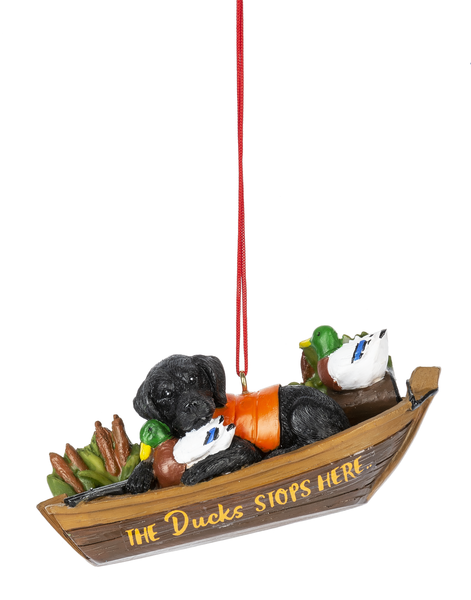 Black Lab With Boat - The Ducks Stop Here