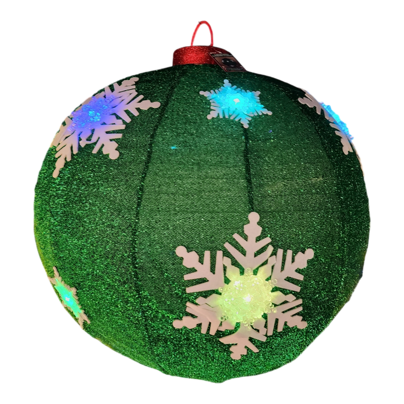 Lighted Collapsible Ball Ornament- 30 Inches in Diameter - Green