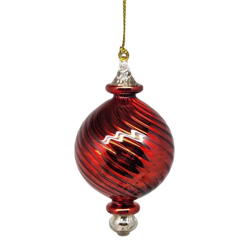 Shiny and Cute Egyptian Glass - Swirled Ball - Red