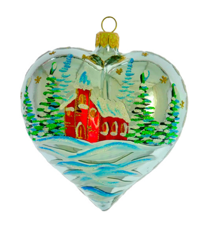 Country Heart Ornament - Silver base