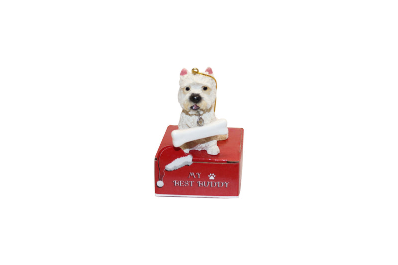 Westie with Bone Ornament