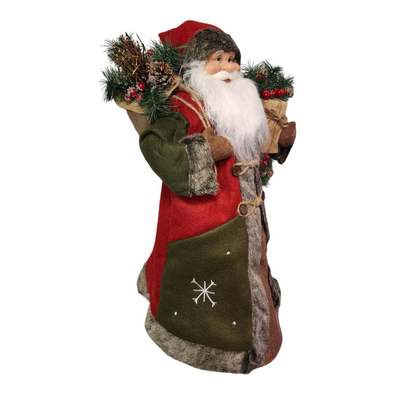 Woodland Cone Santa - Holding a Present - 24 Inches Tall