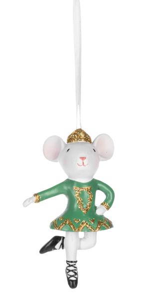 Dancing Mouse Ornaments - Green Dress