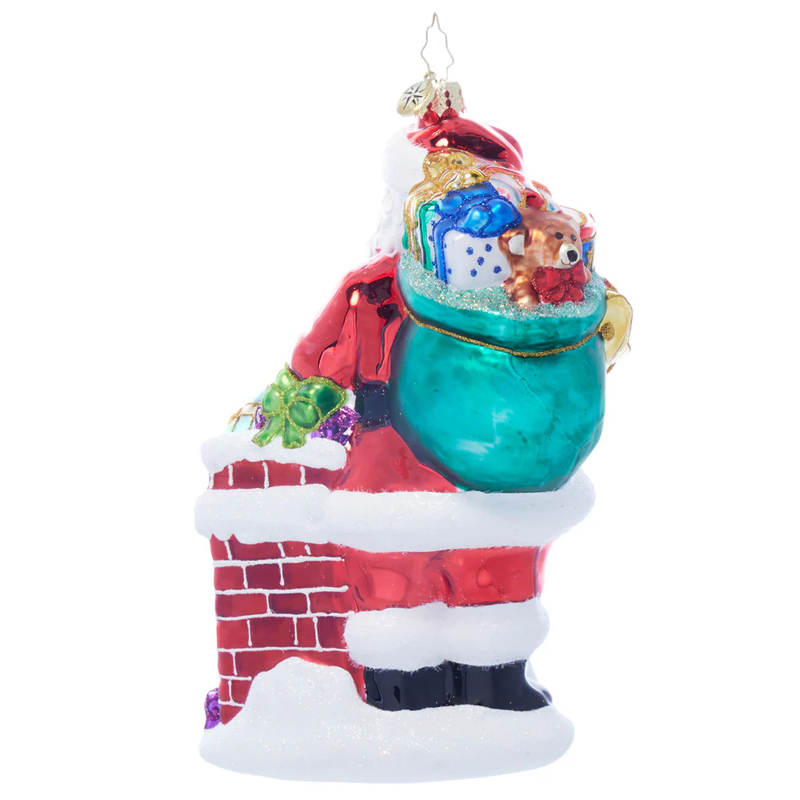 Down The Chimney St. Nick - Glass Ornament