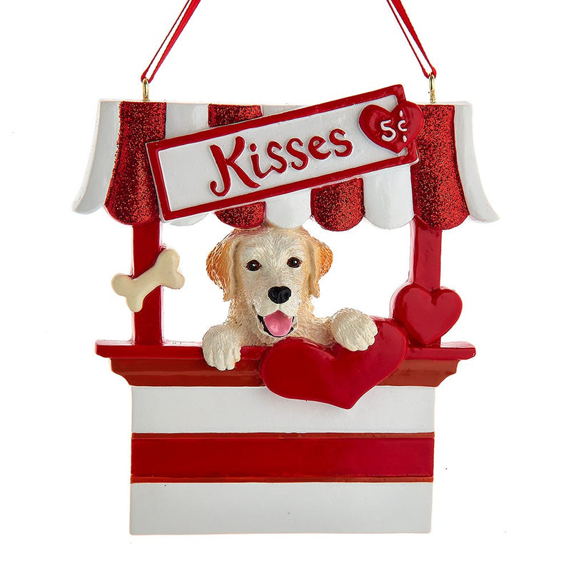 Dog Kisses - Kissing Booth Ornament -  Yellow Lab