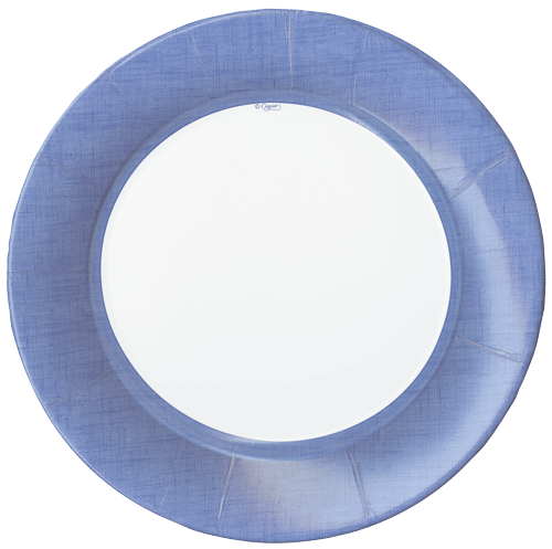 Linen Border Paper Salad Plates in Blue II - 8 Per Package