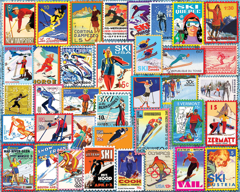 Ski Stamps - 1000 Piece Jigsaw Puzzle