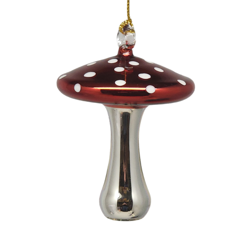 Shiny Cutes Red Mushroom Egyptian Glass Ornament