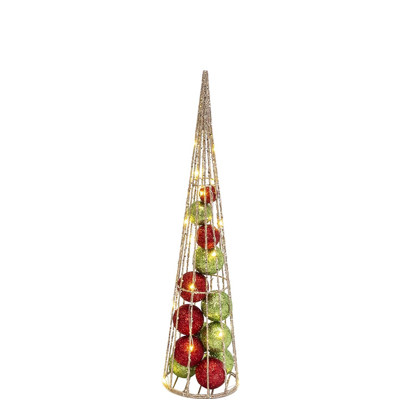 Lighted Ornament Filled Cone Tree -