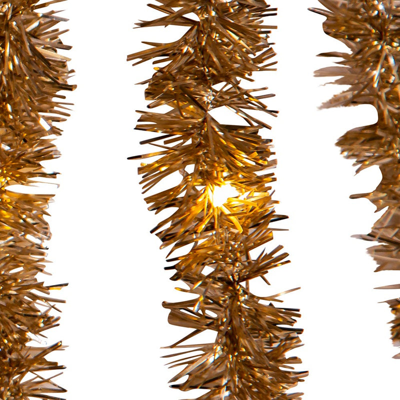 Champagne Iridescent Tinsel With Warm White Superbright LED Cascade Light - 6.5' - 100 Light