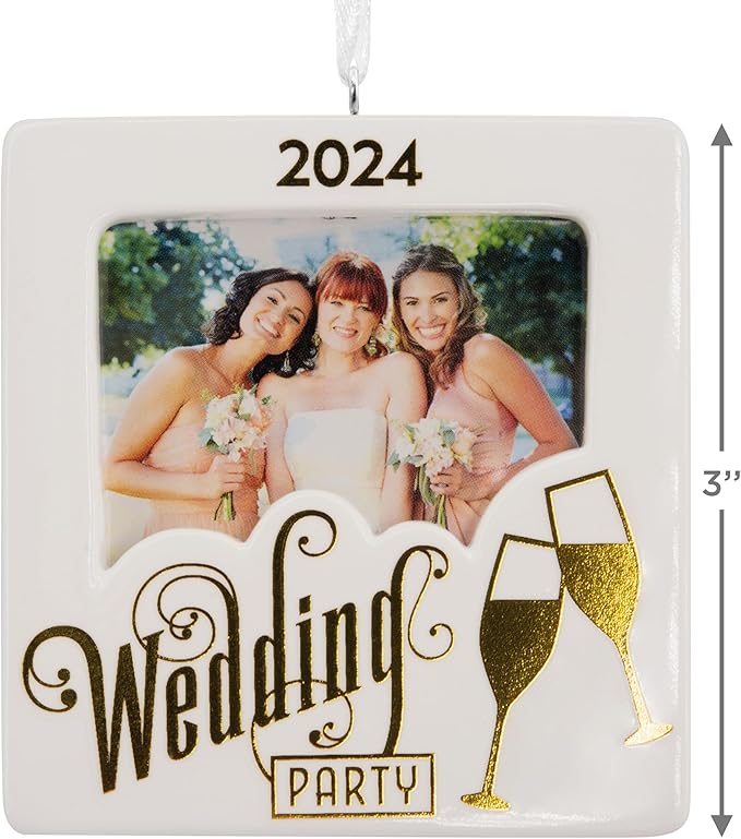 Wedding Party Dated Photo Holder Ornament