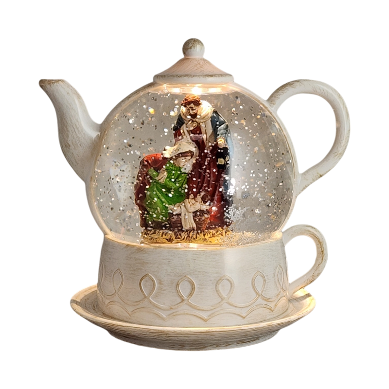 Lighted Water Globe Teapot - Nativity