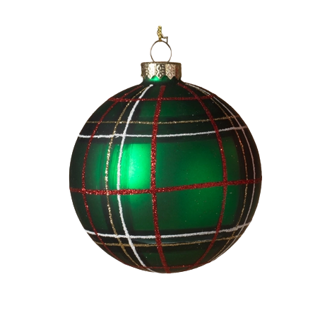 100mm Plaid Ball Ornament -