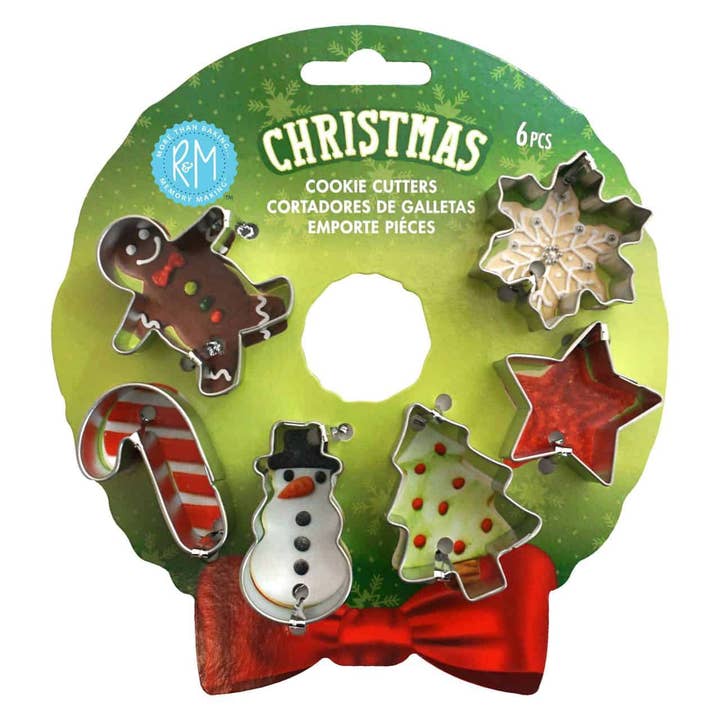 Mini Christmas 6 Pc Cookie Cutter Set On Wreath Card