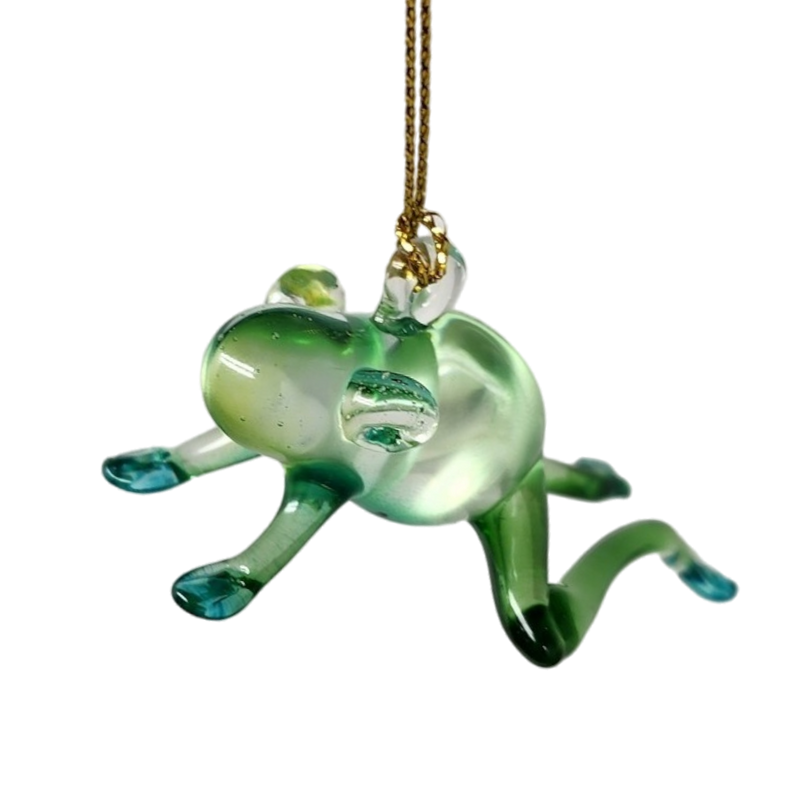 Playful Frog Glass Ornament