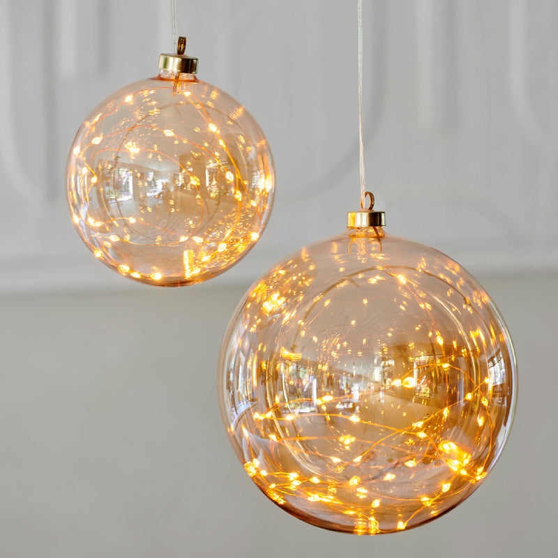 Micro LED Lighted Ball Ornament - Warm White - Copper Wire